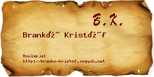 Brankó Kristóf névjegykártya